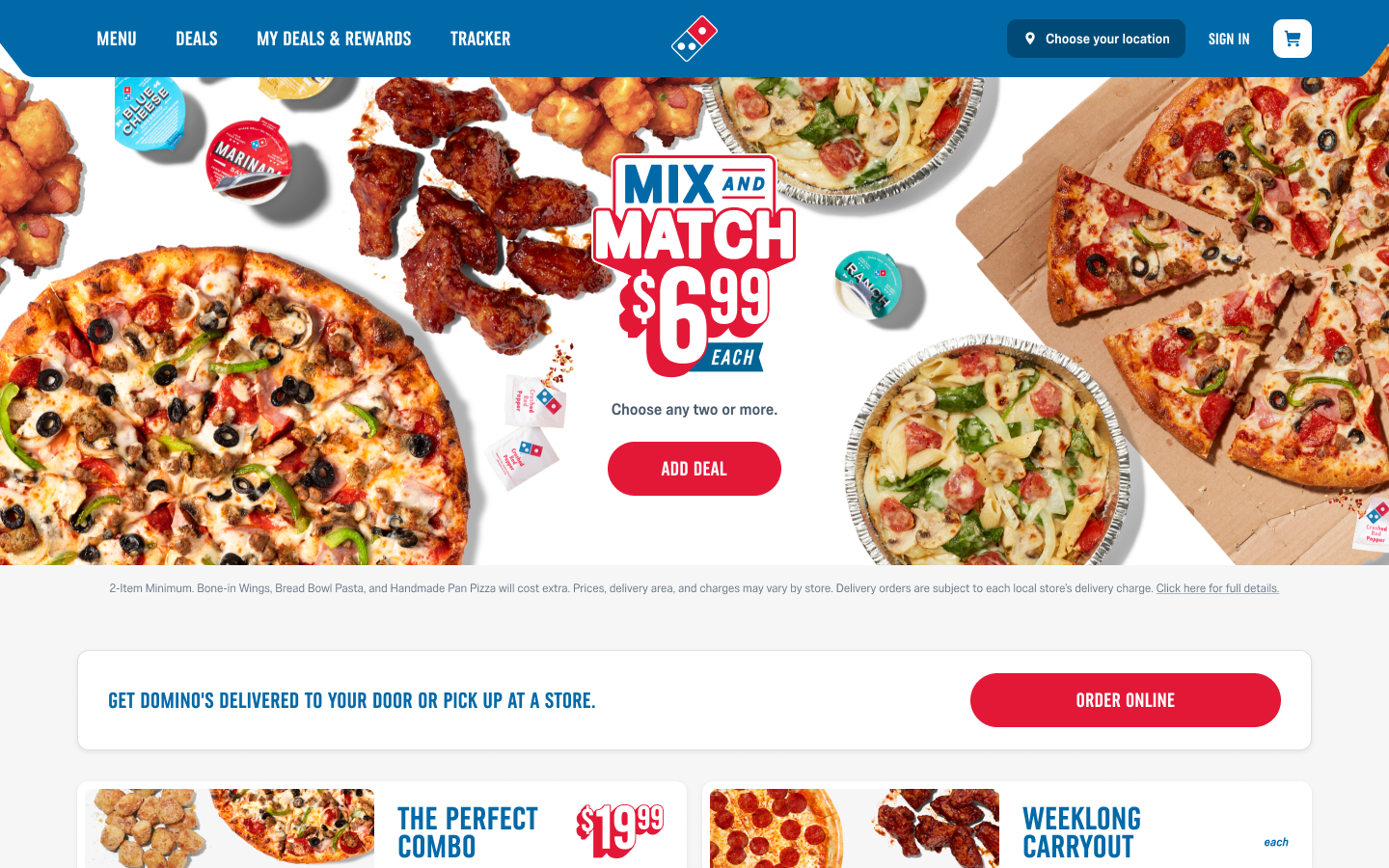 Domino's homepage design